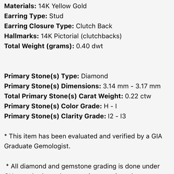 COPY - 14K Yellow Gold Stud earrings (for pictures) - Picture 6 of 7